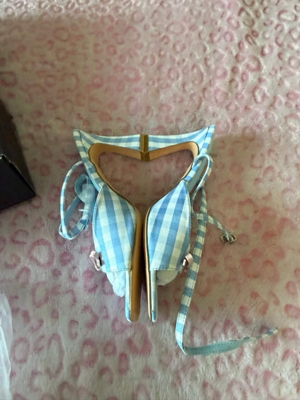 Fashion Nova Blue Gingham Bow Strap Mules - Picture 3 of 7